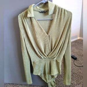 NWOT Green Shimmer Body Suit